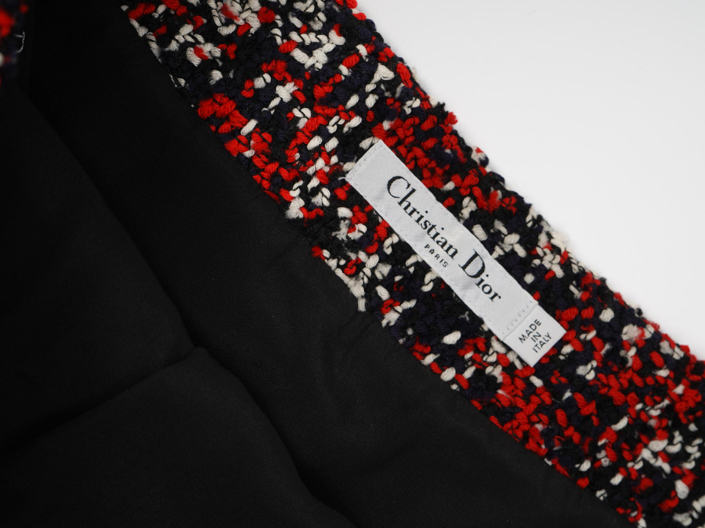 new dior red silk skirt size s with textured pattern