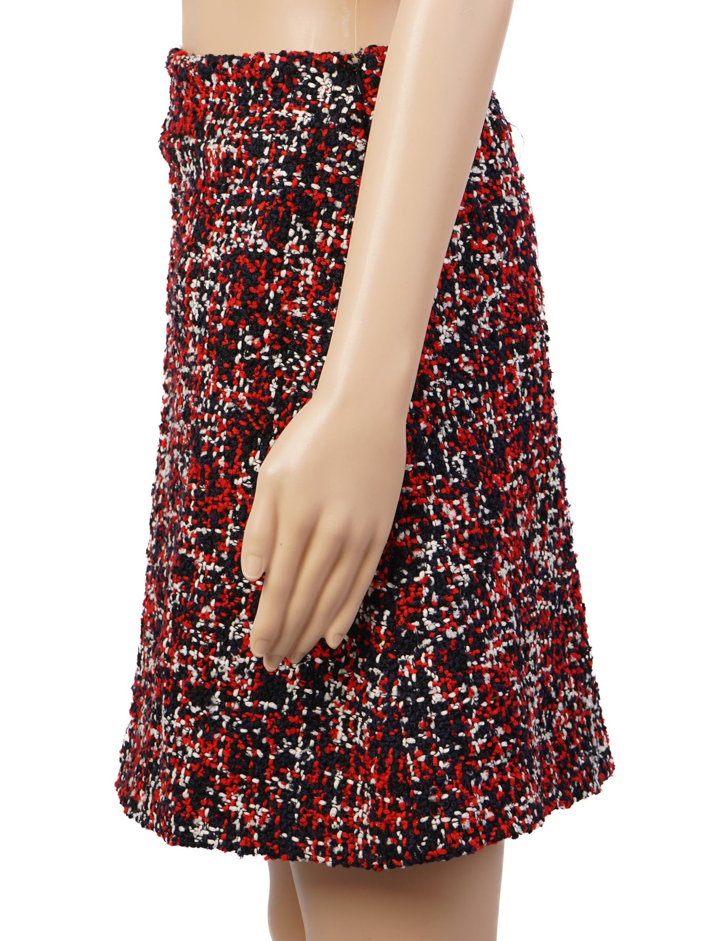 new dior red silk skirt size s with textured pattern