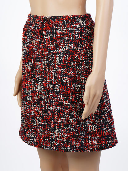 NEW Dior Red Silk Skirt Size S with Textured Pattern