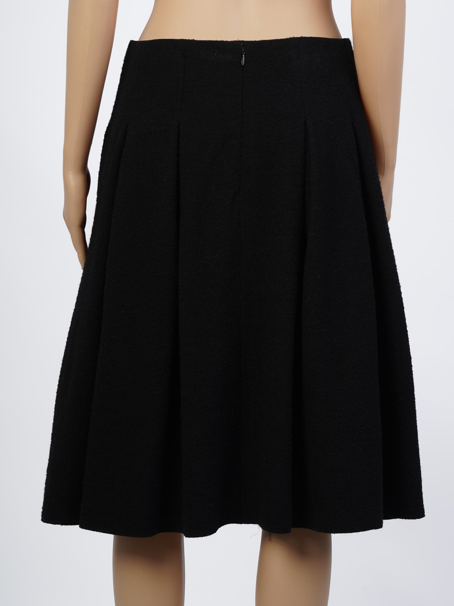 oscar de la renta black wool a-line skirt size l excellent condition