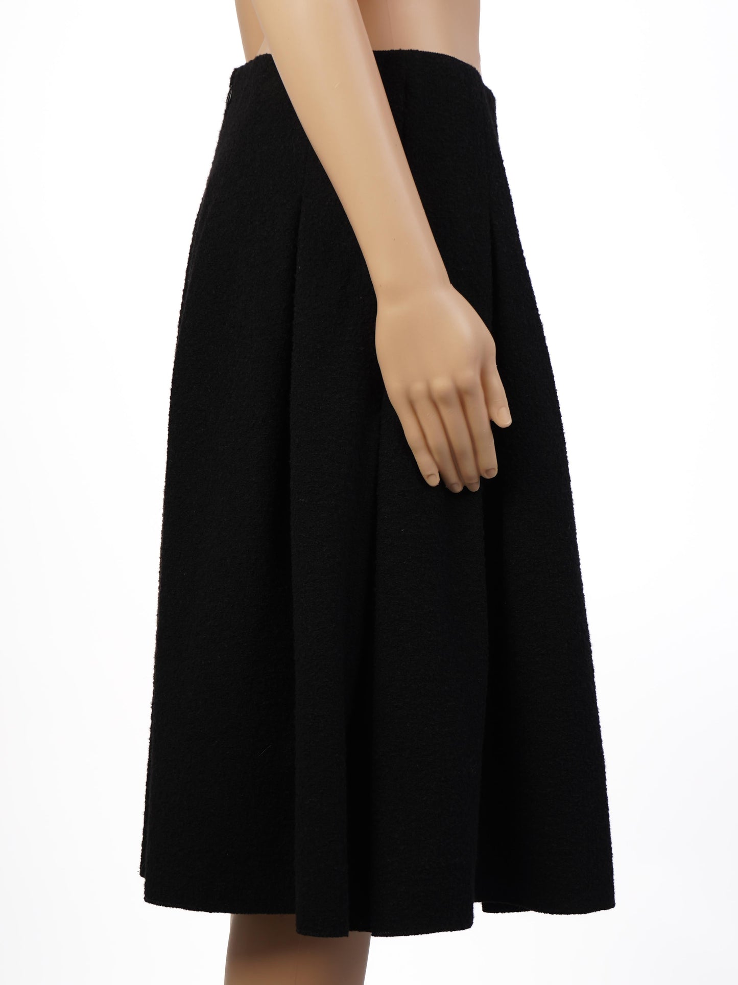 oscar de la renta black wool a-line skirt size l excellent condition