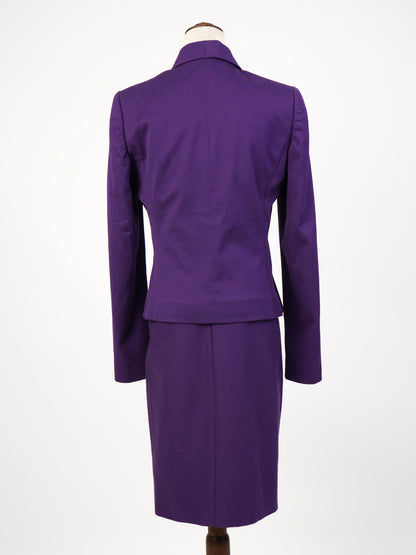 Excellent Versace Women’s Purple Cotton Suit Size M Blazer & Skirt