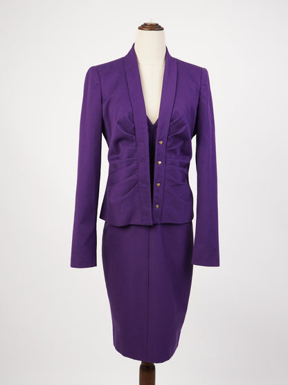 Excellent Versace Women’s Purple Cotton Suit Size M Blazer & Skirt