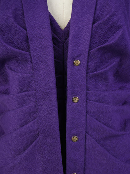 Excellent Versace Women’s Purple Cotton Suit Size M Blazer & Skirt