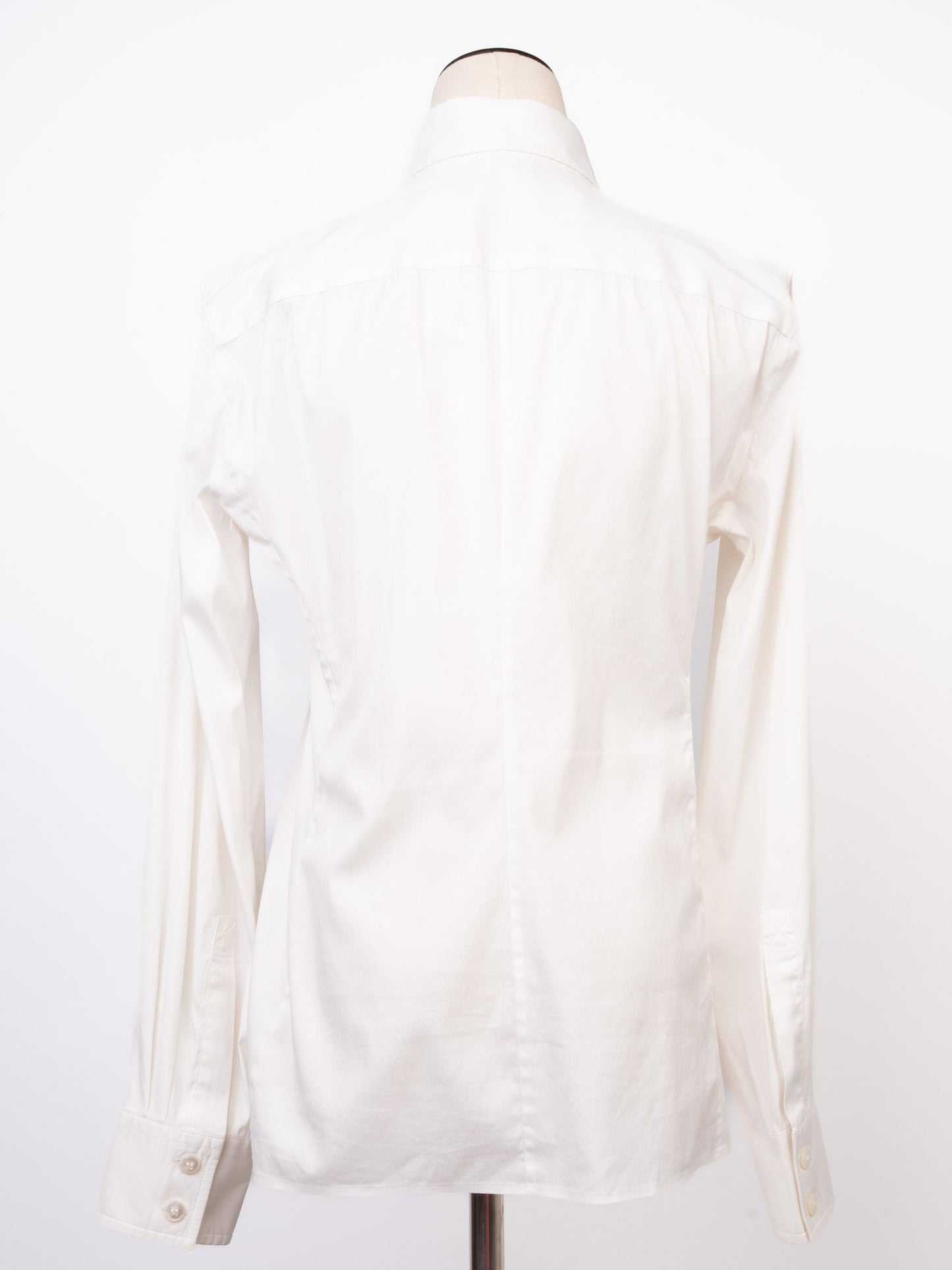 excellent armani collezioni white cotton long-sleeve button-up shirt
