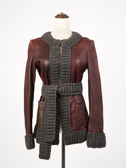 Excellent Dolce Gabbana Red Leather Jacket Size L Women