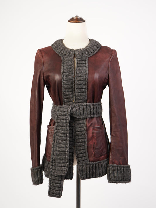 Excellent Dolce Gabbana Red Leather Jacket Size L Women