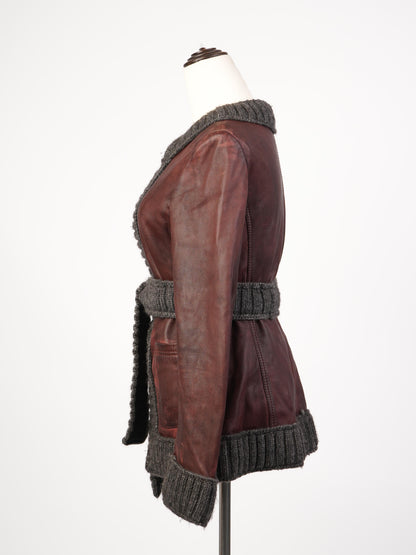Excellent Dolce Gabbana Red Leather Jacket Size L Women