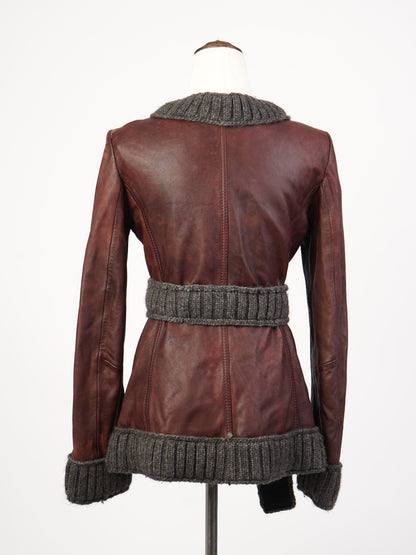 Excellent Dolce Gabbana Red Leather Jacket Size L Women