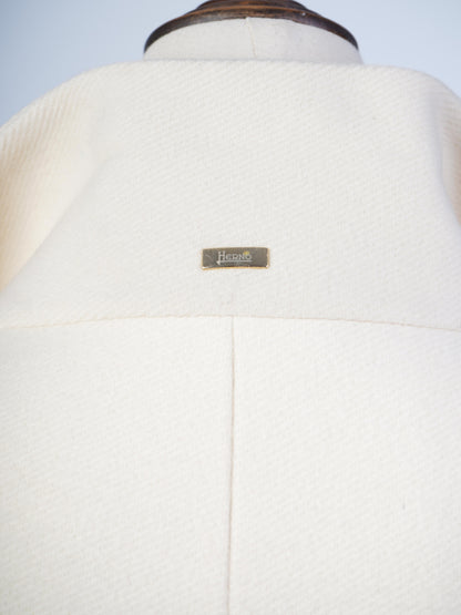 Herno White Wool Coat Size S Excellent Condition Minimalist Design