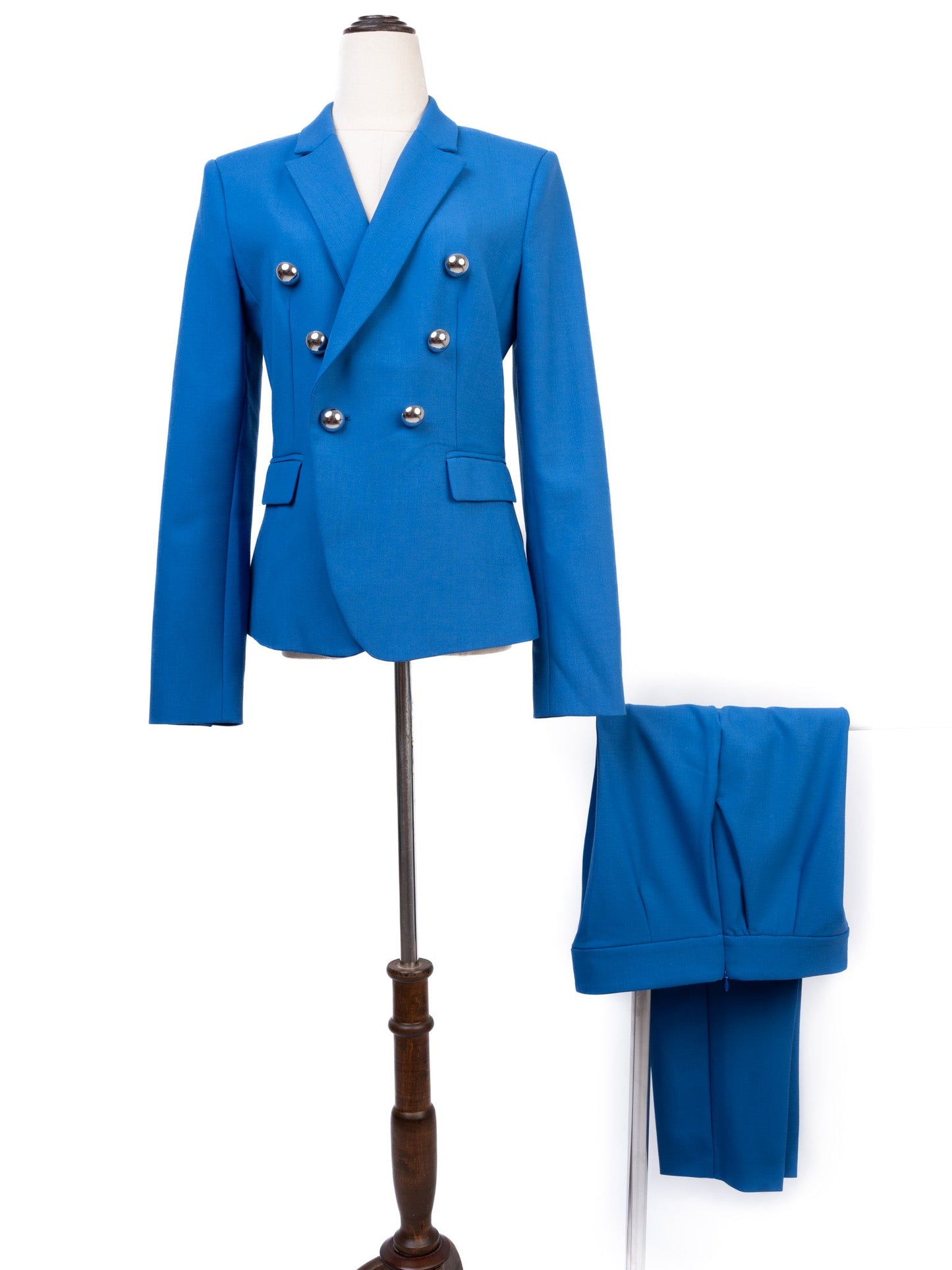 excellent pinko blue wool double-breasted suit with trousers