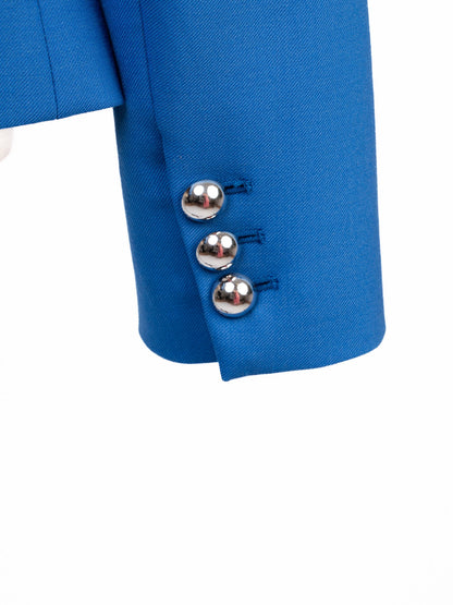 Excellent Pinko Blue Wool Double-Breasted Suit with Trousers