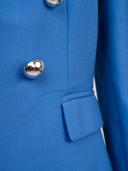 Excellent Pinko Blue Wool Double-Breasted Suit with Trousers