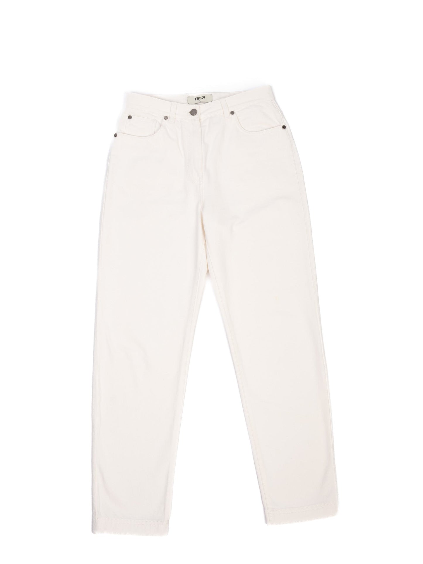 excellent fendi white jeans women size m five-pocket design