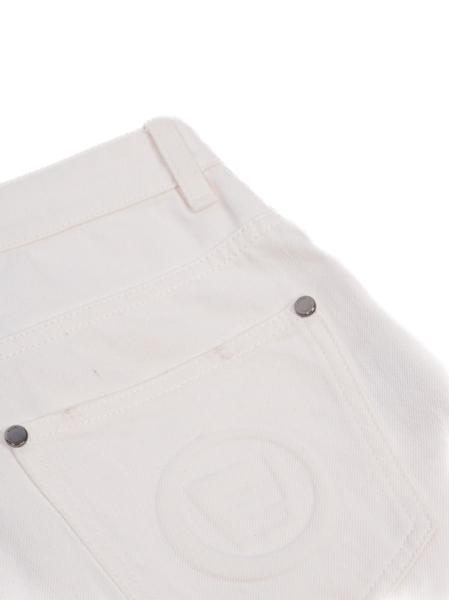 excellent fendi white jeans women size m five-pocket design