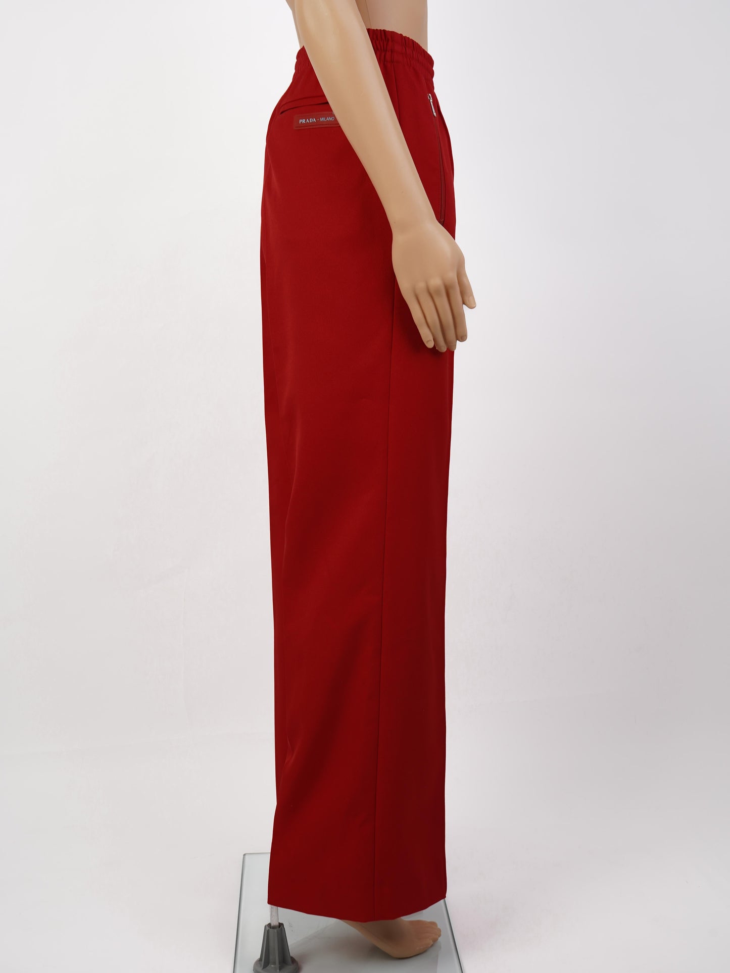 perfect prada red high-waisted pants size m polyester women