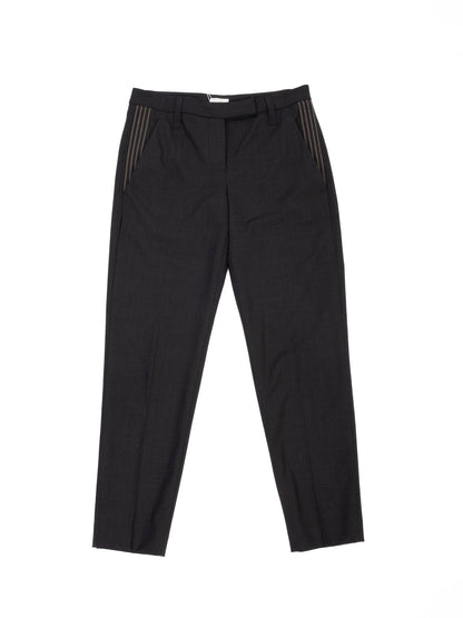 Excellent Brunello Cucinelli Black Wool Trousers Size S for Women