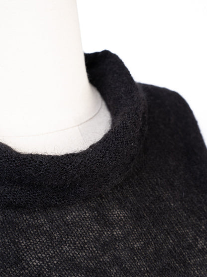 Excellent Pinko Black Wool Long-Sleeved Dress with Lace Detail