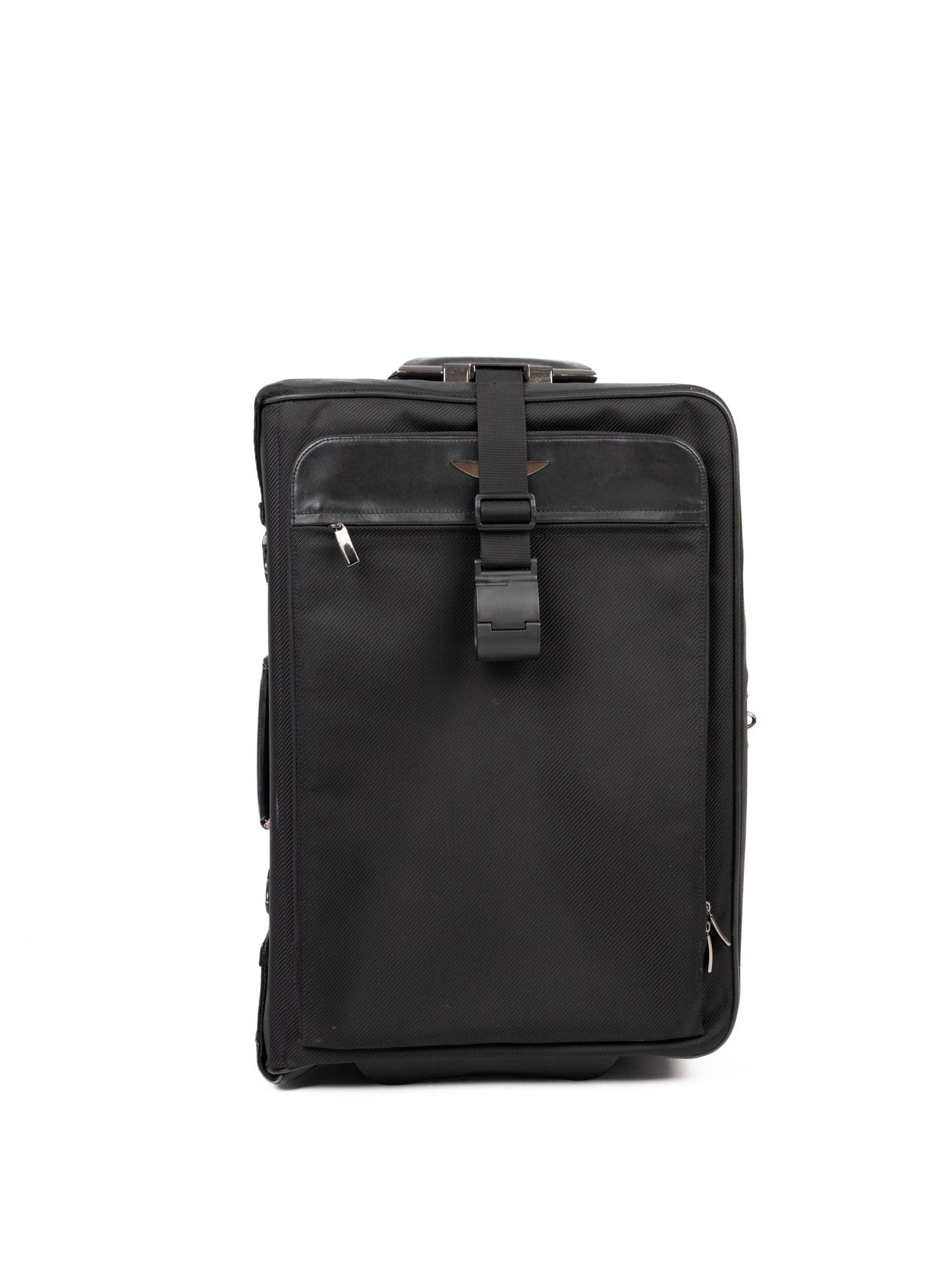 excellent zero halliburton black leather rolling suitcase