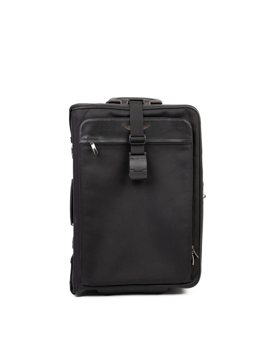 Excellent Zero Halliburton Black Leather Rolling Suitcase