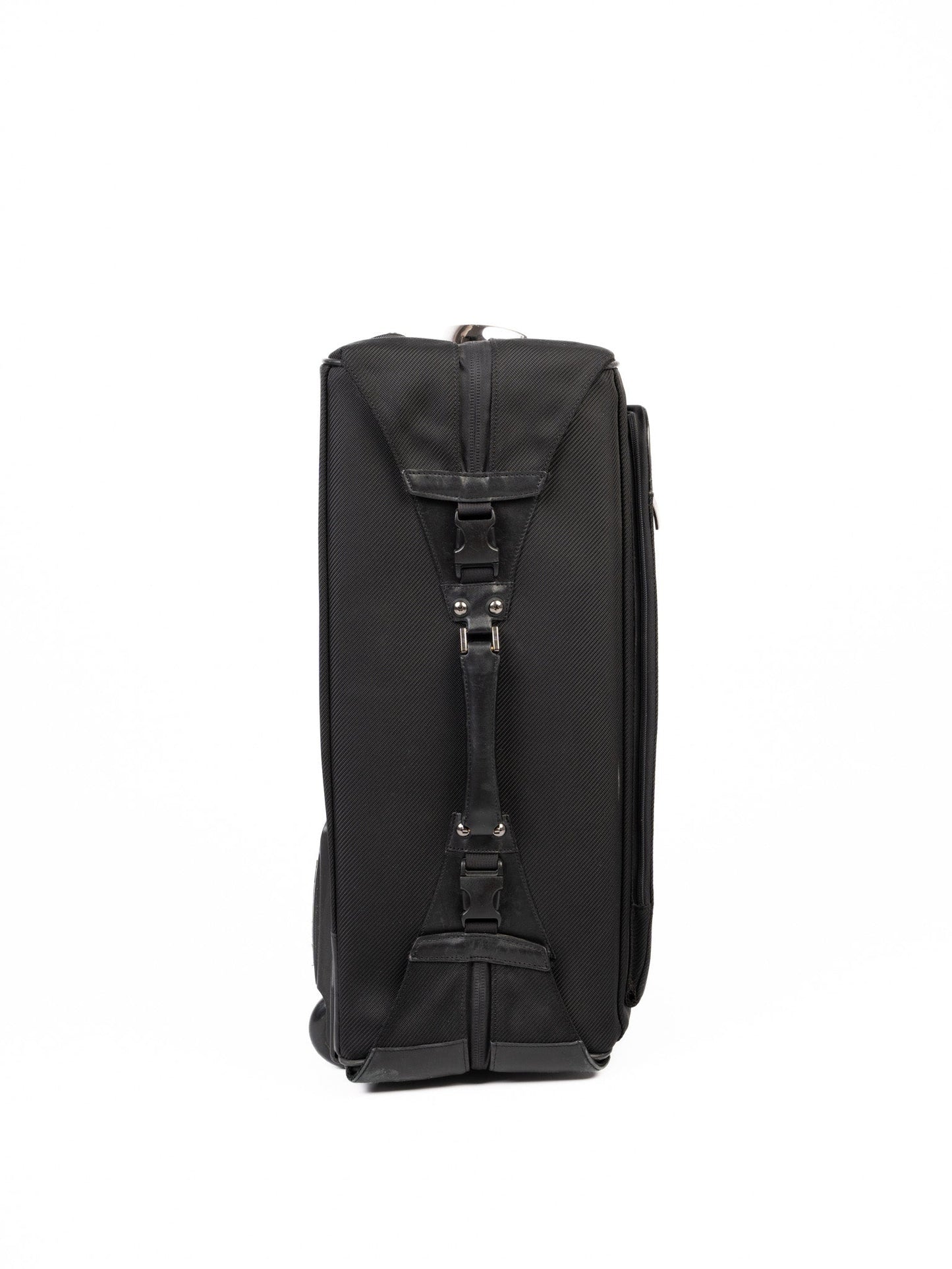 excellent zero halliburton black leather rolling suitcase