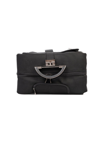 Excellent Zero Halliburton Black Leather Rolling Suitcase