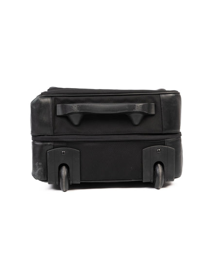 Excellent Zero Halliburton Black Leather Rolling Suitcase