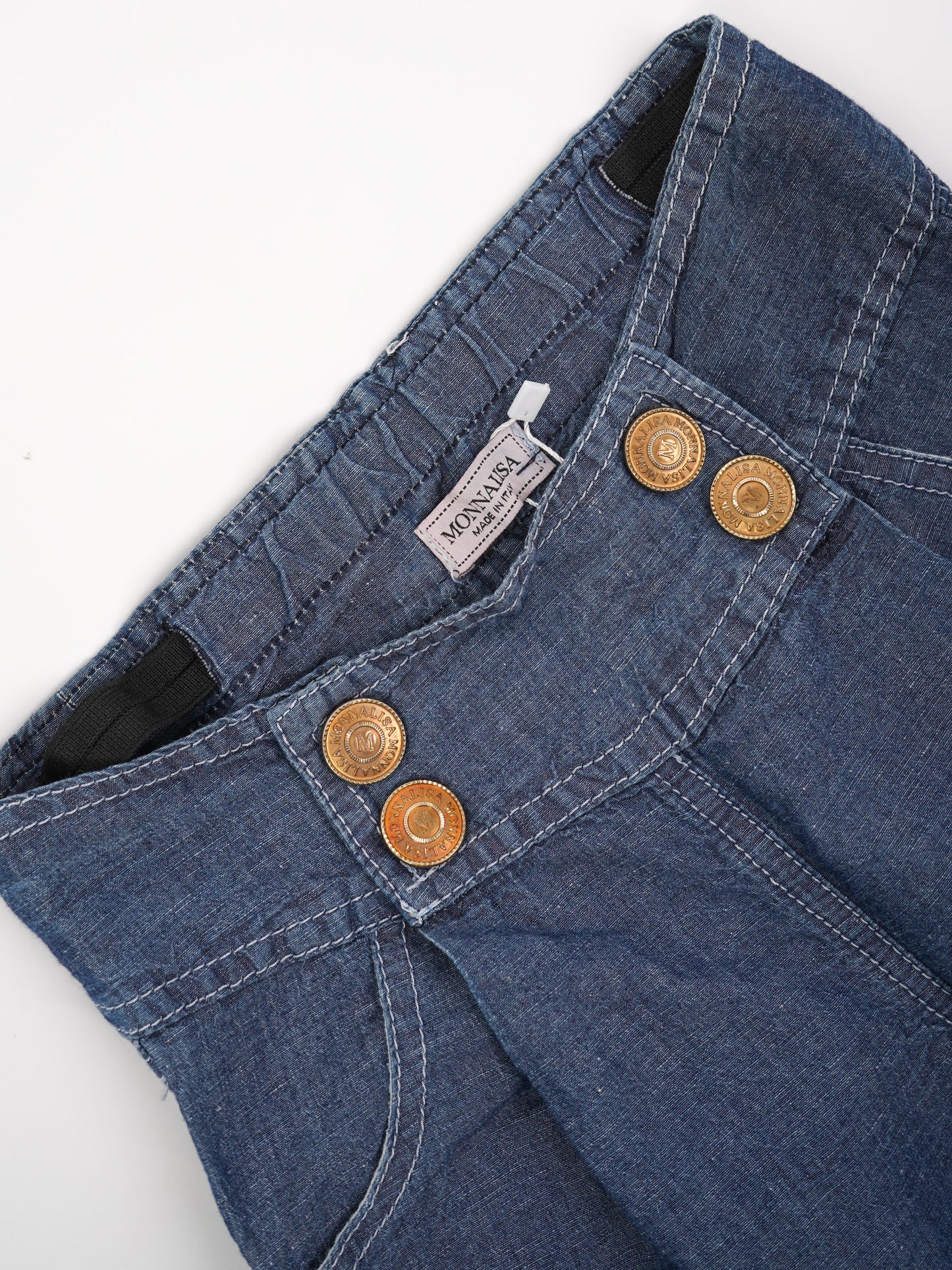 monnalisa blue denim wide-leg pants for kids size 5 excellent