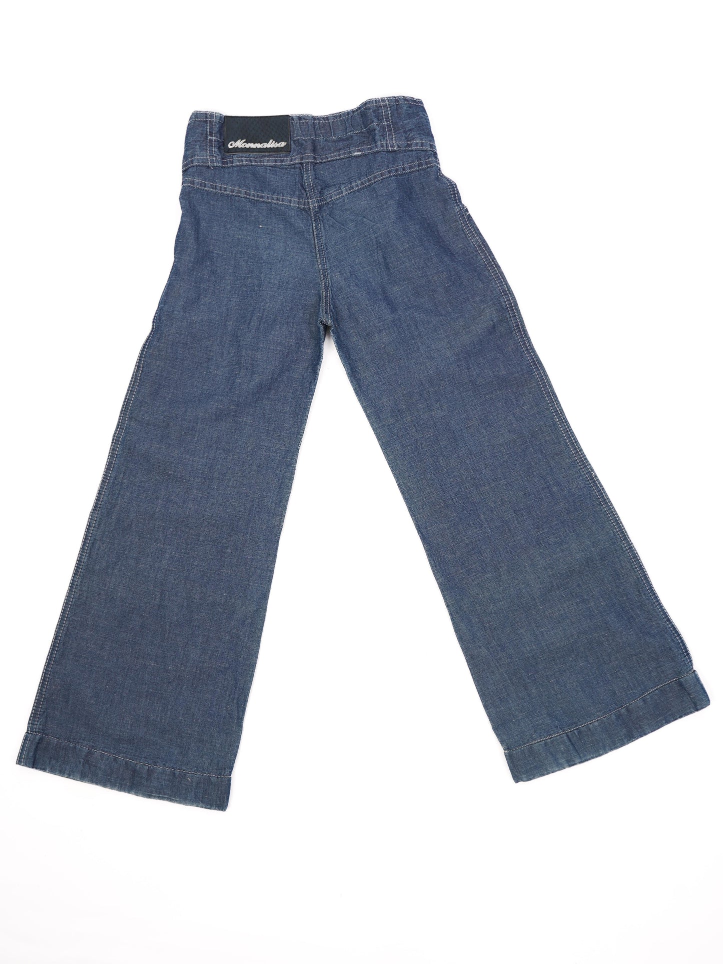 monnalisa blue denim wide-leg pants for kids size 5 excellent