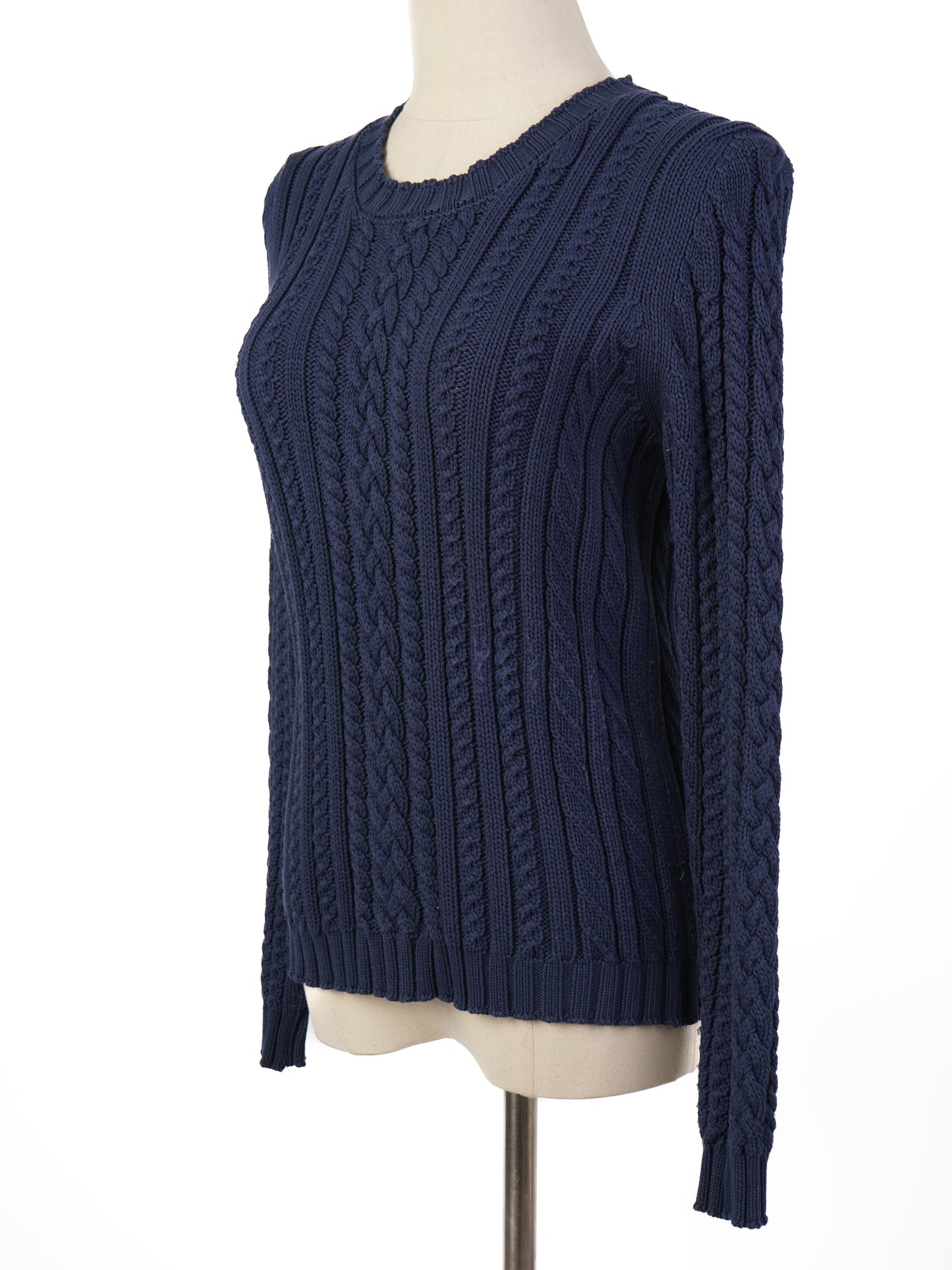excellent weekend maxmara cable knit sweater blue wool women's m
