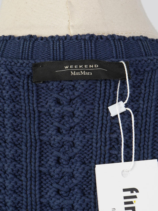 Excellent Weekend MaxMara Cable Knit Sweater Blue Wool Women's M