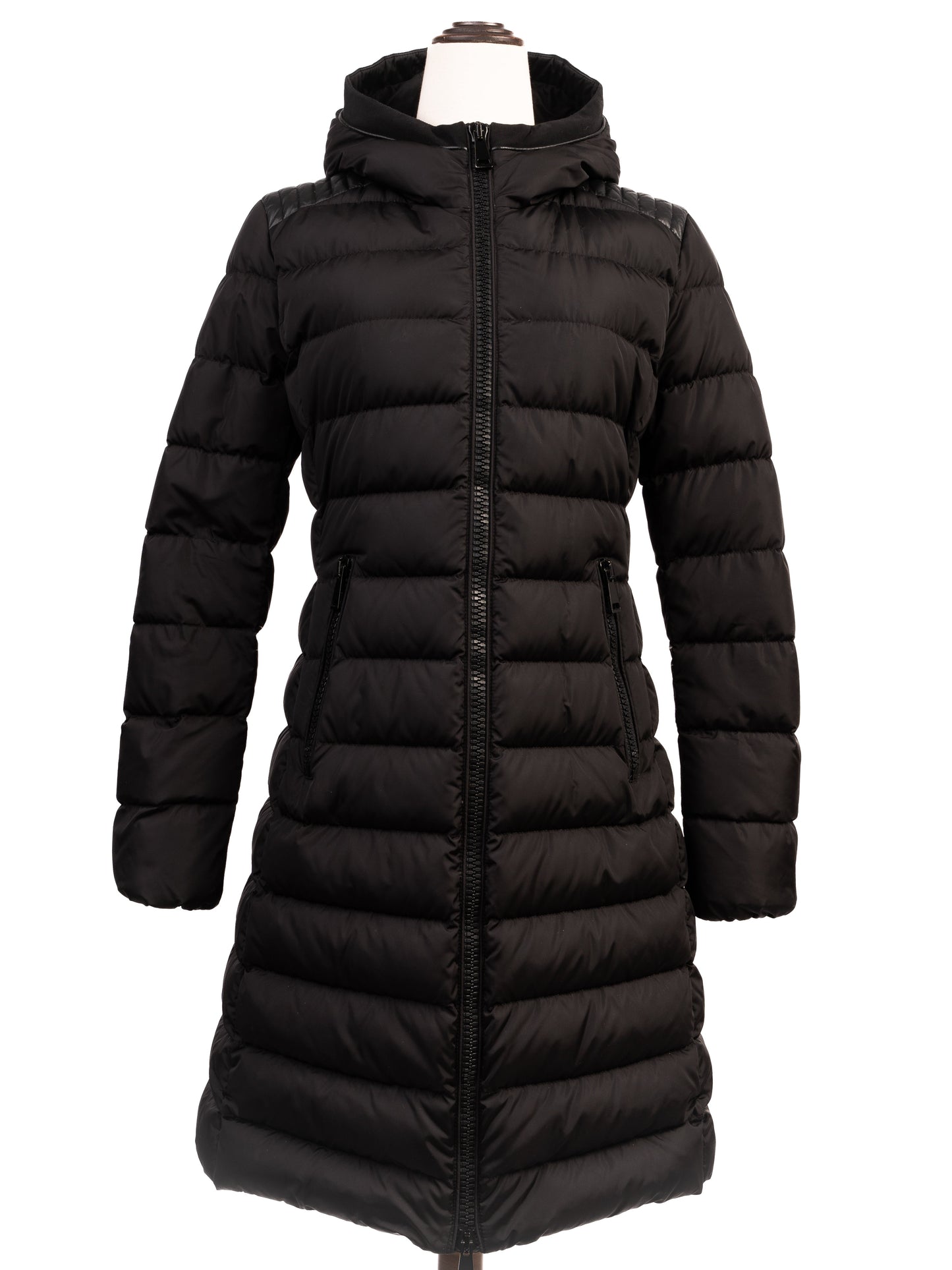 moncler black long winter coat m excellent condition nylon