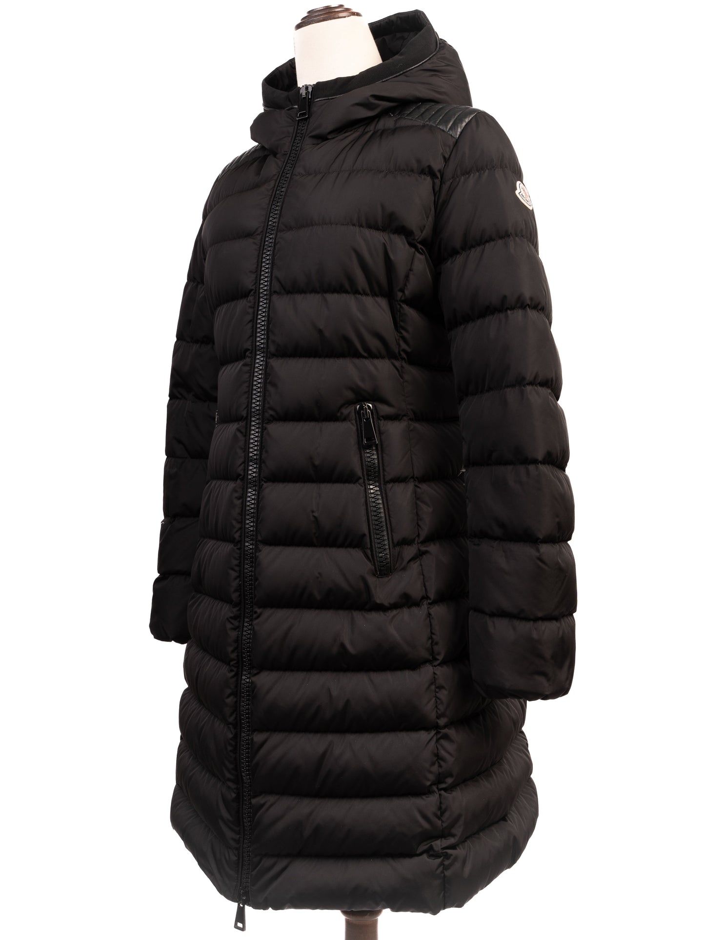 moncler black long winter coat m excellent condition nylon