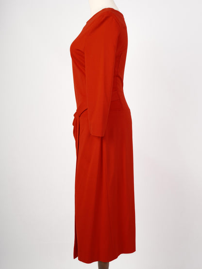 Escada Excellent Red Viscose Dress Size S with Long Sleeves