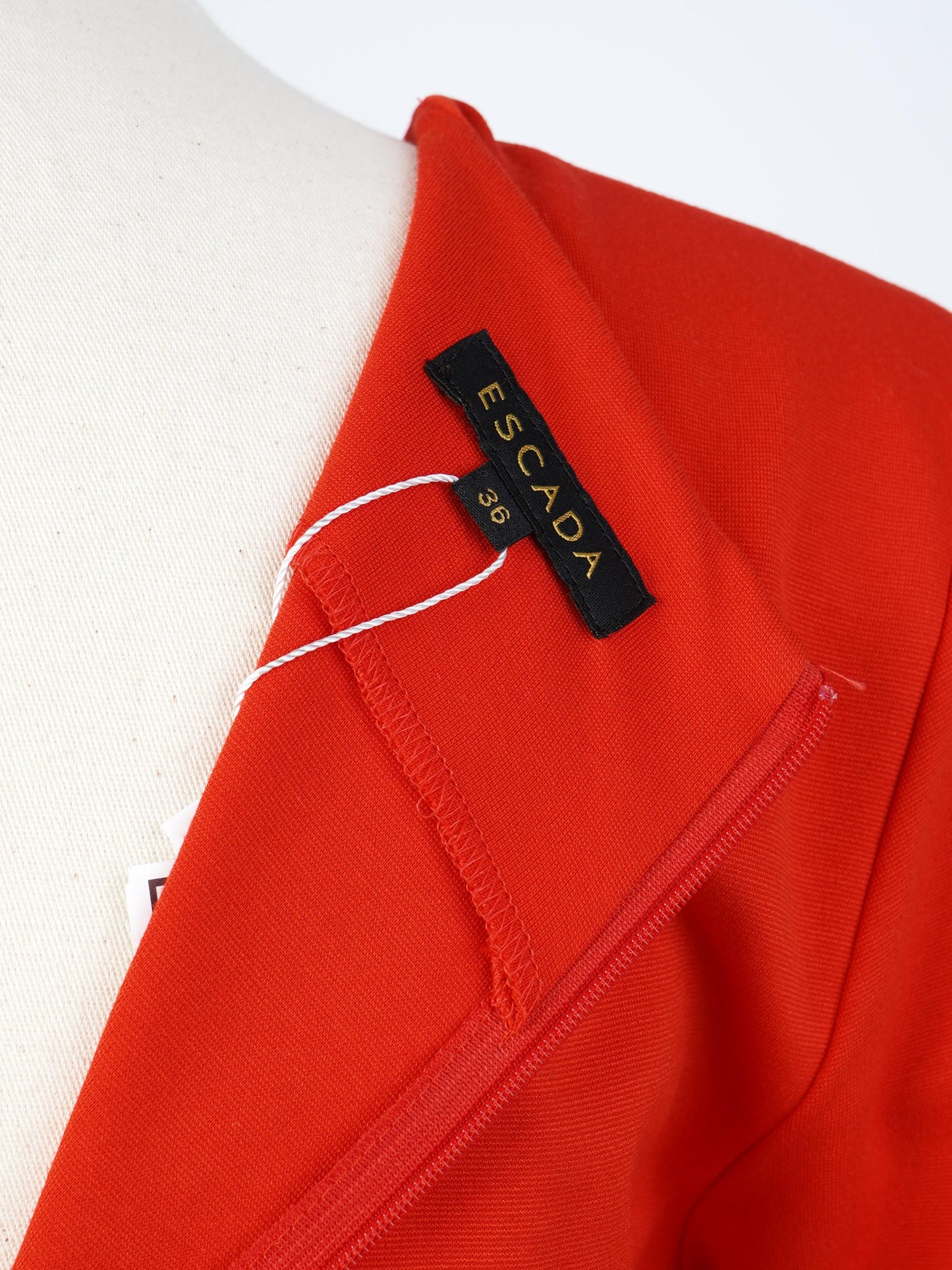 escada excellent red viscose dress size s with long sleeves