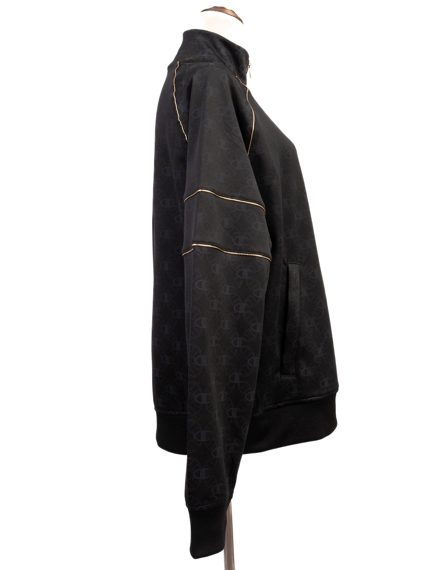 excellent champion men's black tracksuit m with gold accents
