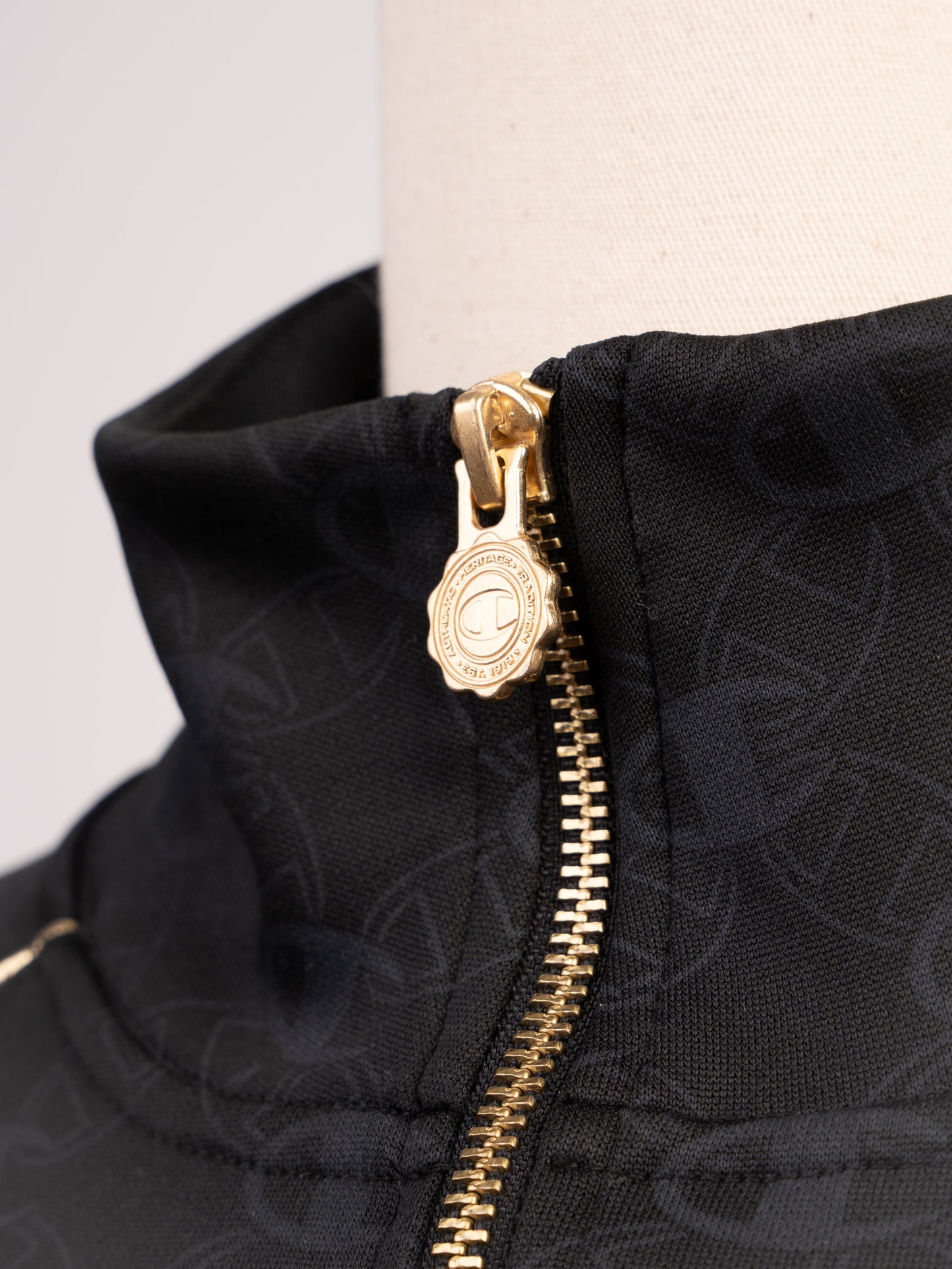 excellent champion men's black tracksuit m with gold accents