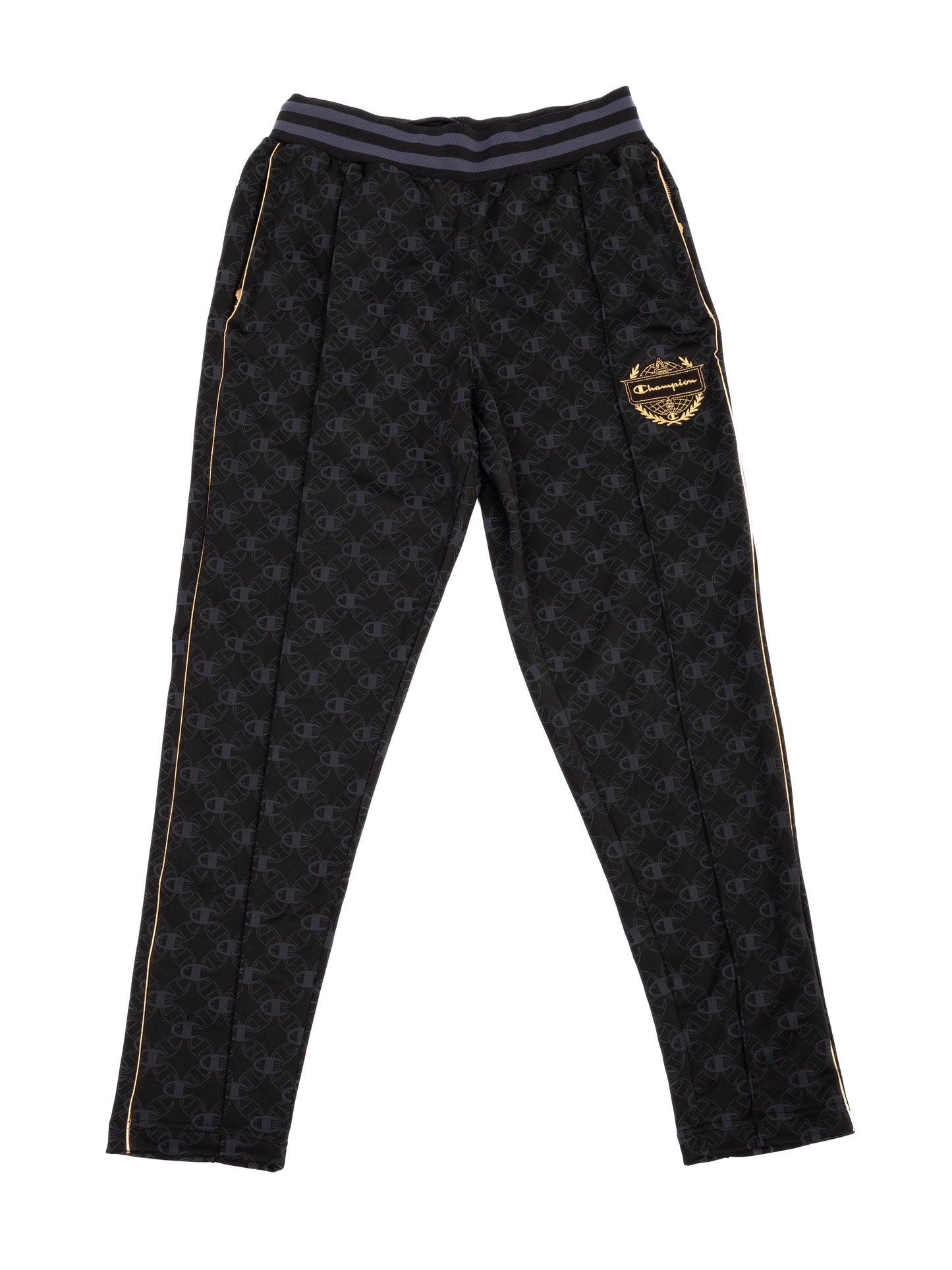 excellent champion men's black tracksuit m with gold accents