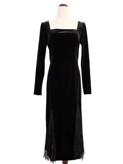 Excellent 12storeez Black Long-Sleeved Dress Size M with Lace Details