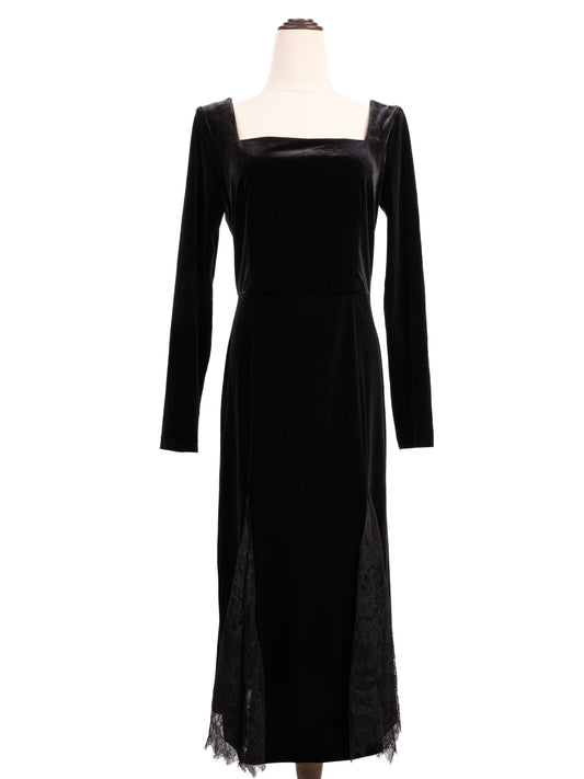 Excellent 12storeez Black Long-Sleeved Dress Size M with Lace Details