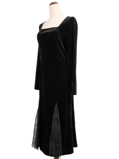 Excellent 12storeez Black Long-Sleeved Dress Size M with Lace Details