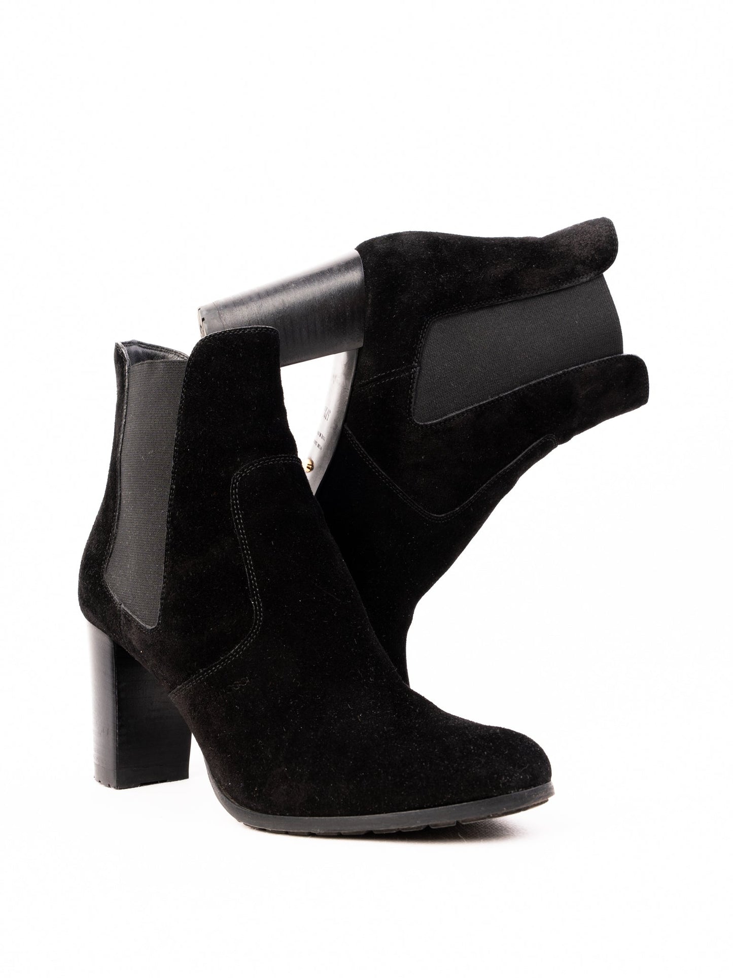 excellent sergio rossi black suede ankle boots size 37.5