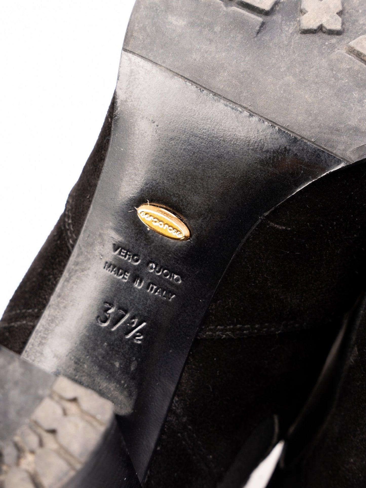 excellent sergio rossi black suede ankle boots size 37.5