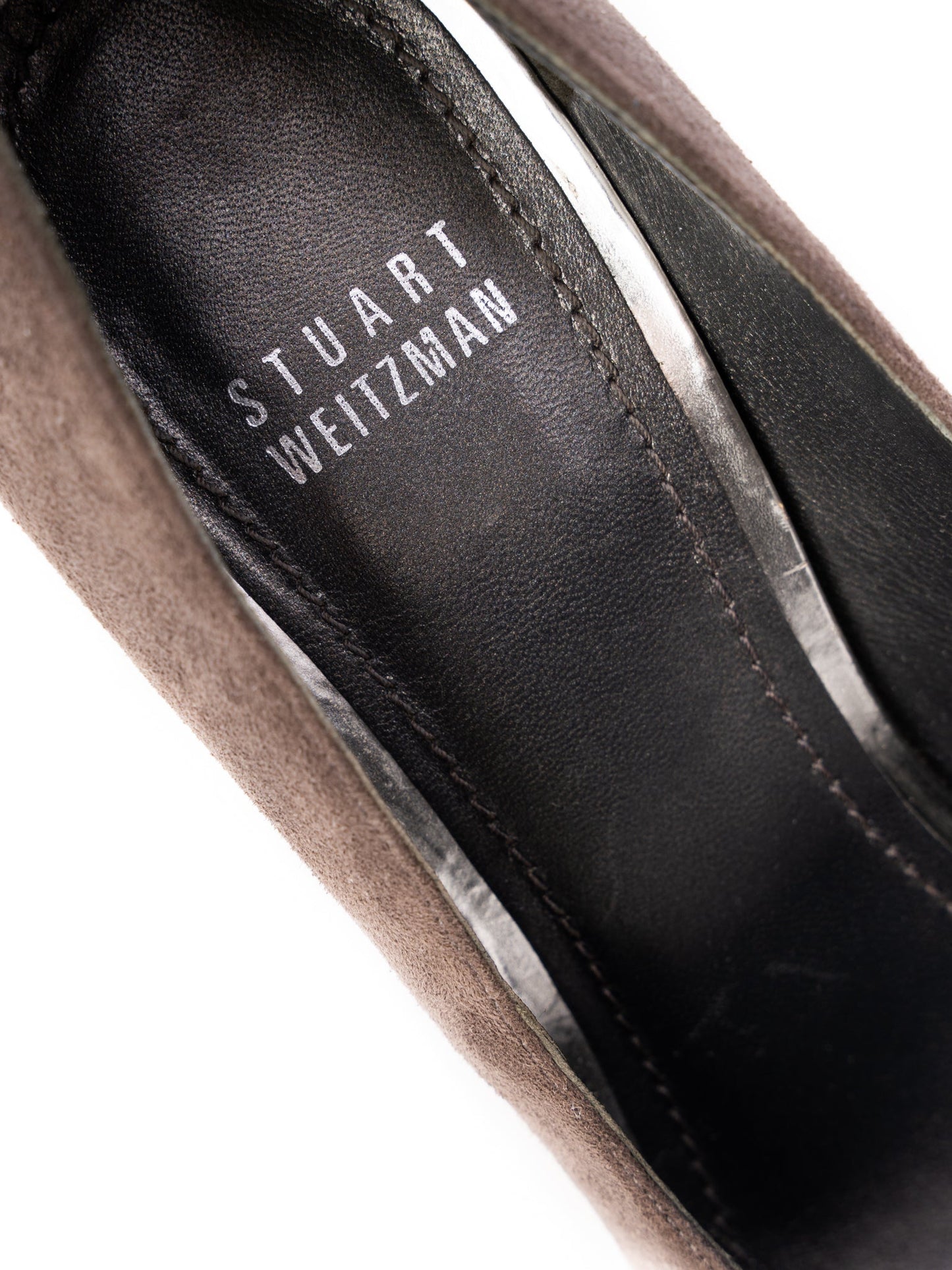 excellent stuart weitzman gray leather high-heeled shoes size n/a