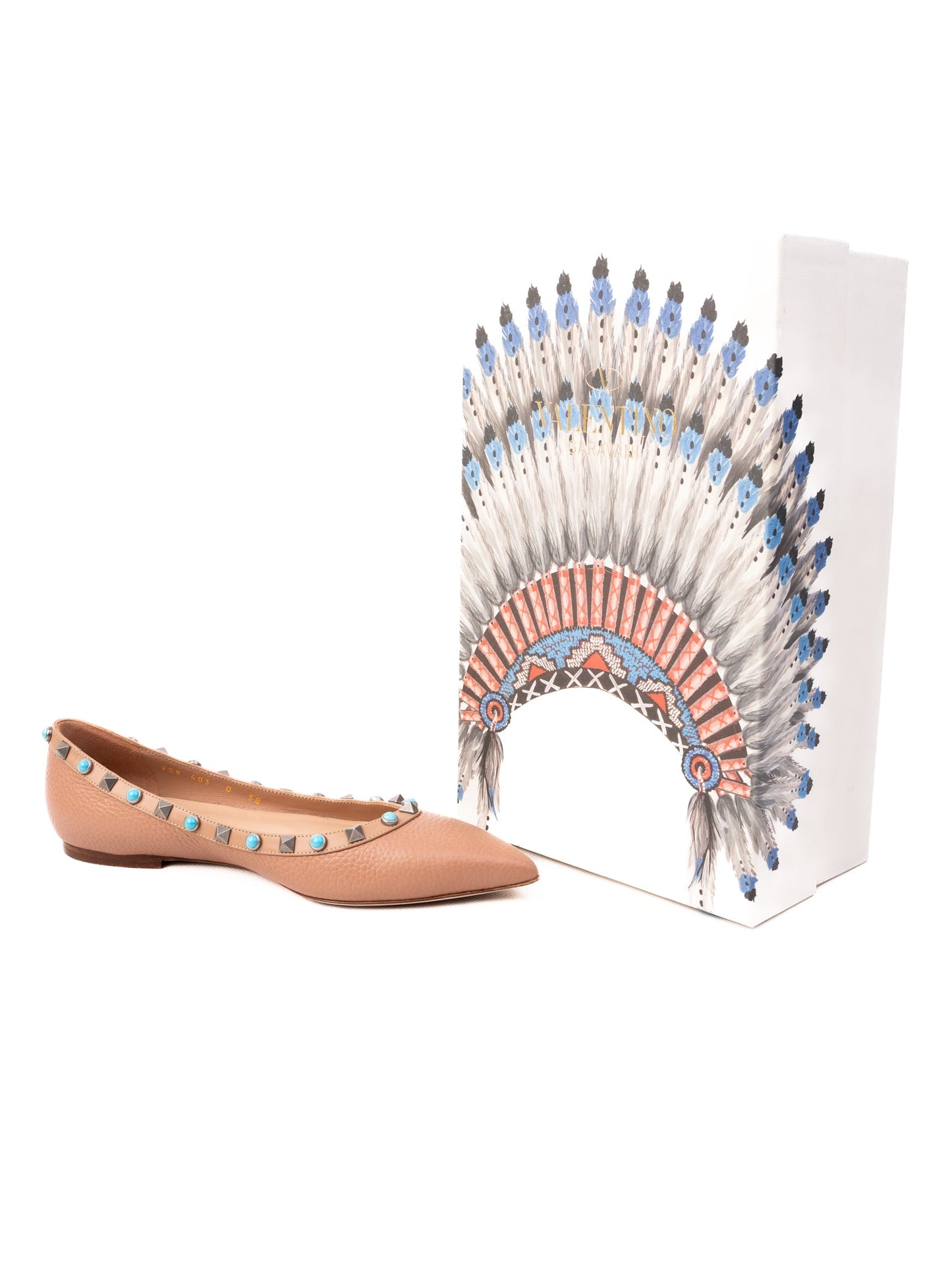 perfect valentino pink leather pointed-toe flats with studs