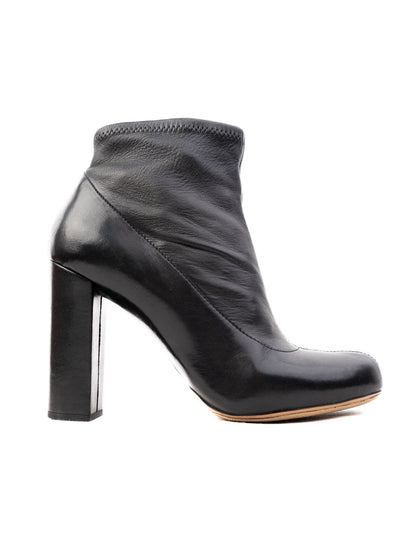 Excellent Chloe Black Leather Heeled Ankle Boots Size 37
