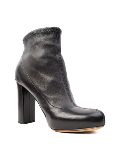 Excellent Chloe Black Leather Heeled Ankle Boots Size 37