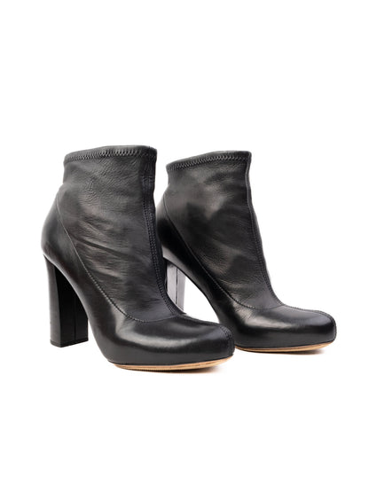 Excellent Chloe Black Leather Heeled Ankle Boots Size 37