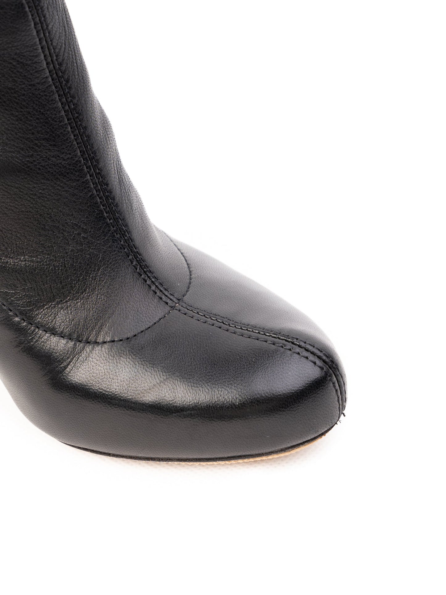 excellent chloe black leather heeled ankle boots size 37