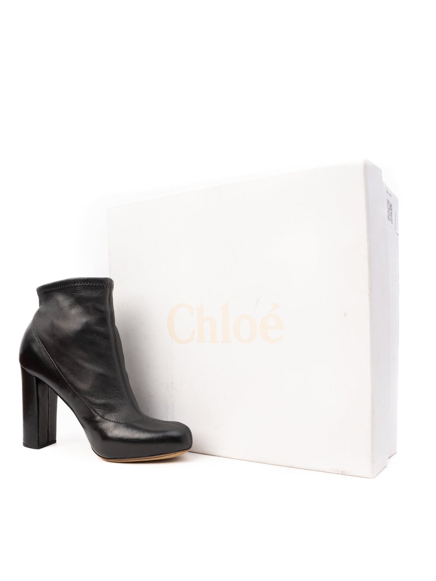 excellent chloe black leather heeled ankle boots size 37